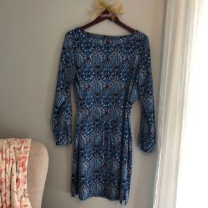 LOFT large blue baroque pattern shift dress